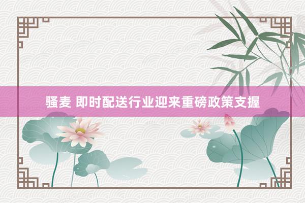 骚麦 即时配送行业迎来重磅政策支握