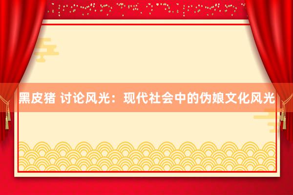 黑皮猪 讨论风光：现代社会中的伪娘文化风光