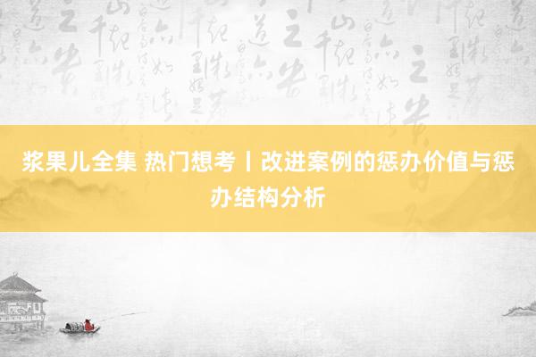 浆果儿全集 热门想考丨改进案例的惩办价值与惩办结构分析
