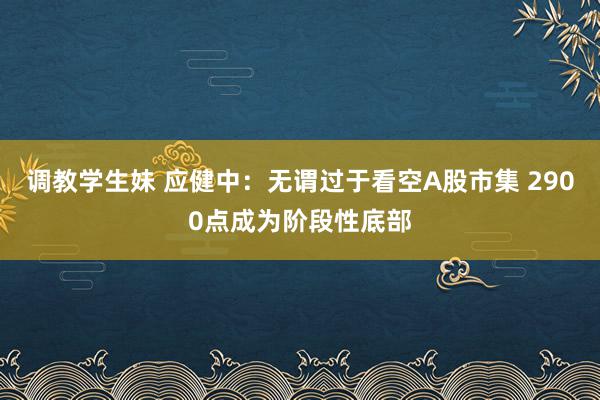 调教学生妹 应健中：无谓过于看空A股市集 2900点成为阶段性底部