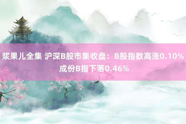 浆果儿全集 沪深B股市集收盘：B股指数高涨0.10% 成份B指下落0.46%