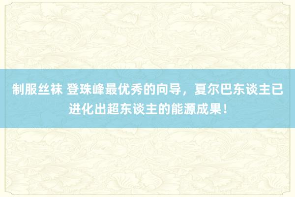 制服丝袜 登珠峰最优秀的向导，夏尔巴东谈主已进化出超东谈主的能源成果！