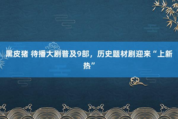黑皮猪 待播大剧普及9部，历史题材剧迎来“上新热”