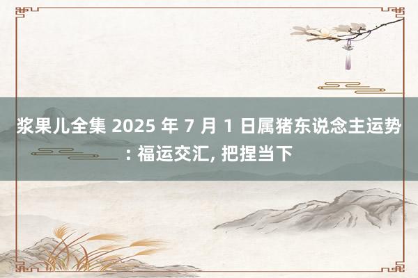 浆果儿全集 2025 年 7 月 1 日属猪东说念主运势: 福运交汇, 把捏当下